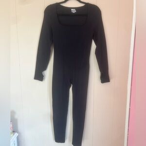 Black Long-Sleeve Full-Length Jumpsuit